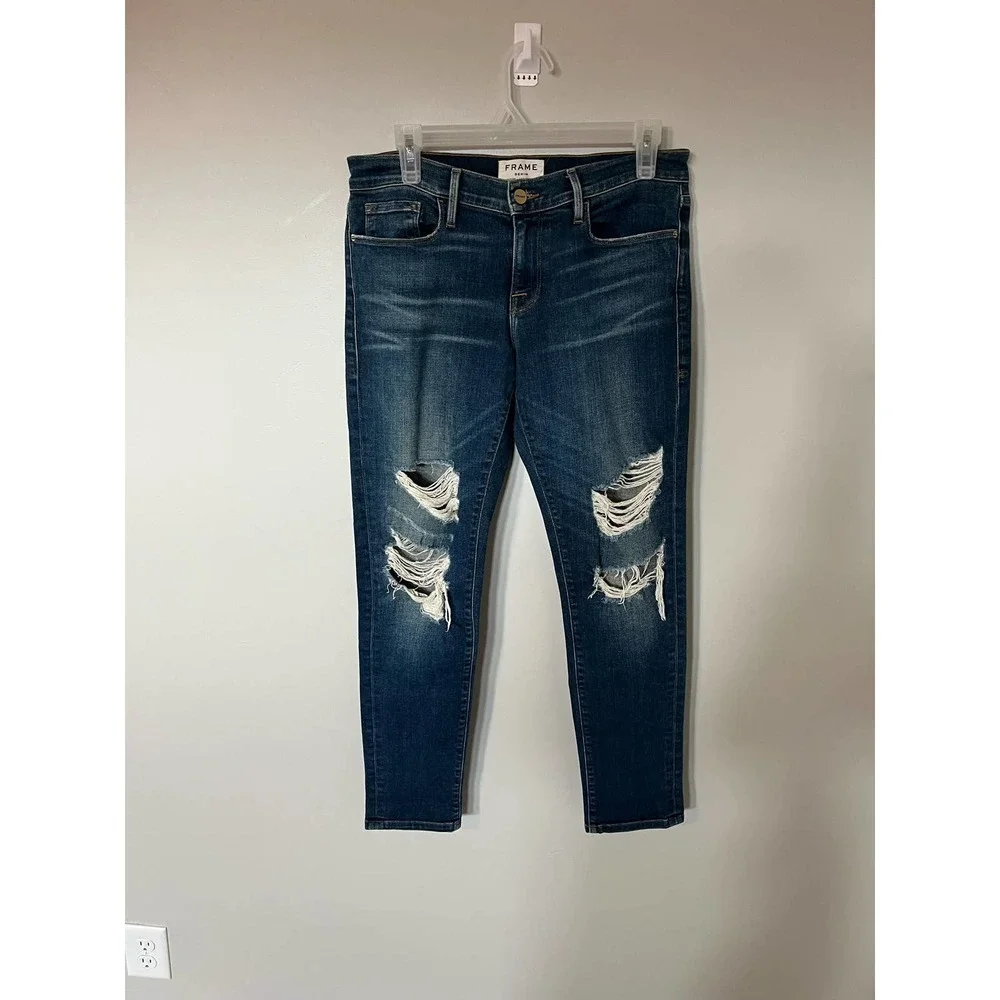 Frame me garçon mid rise distressed‎ jeans size 26